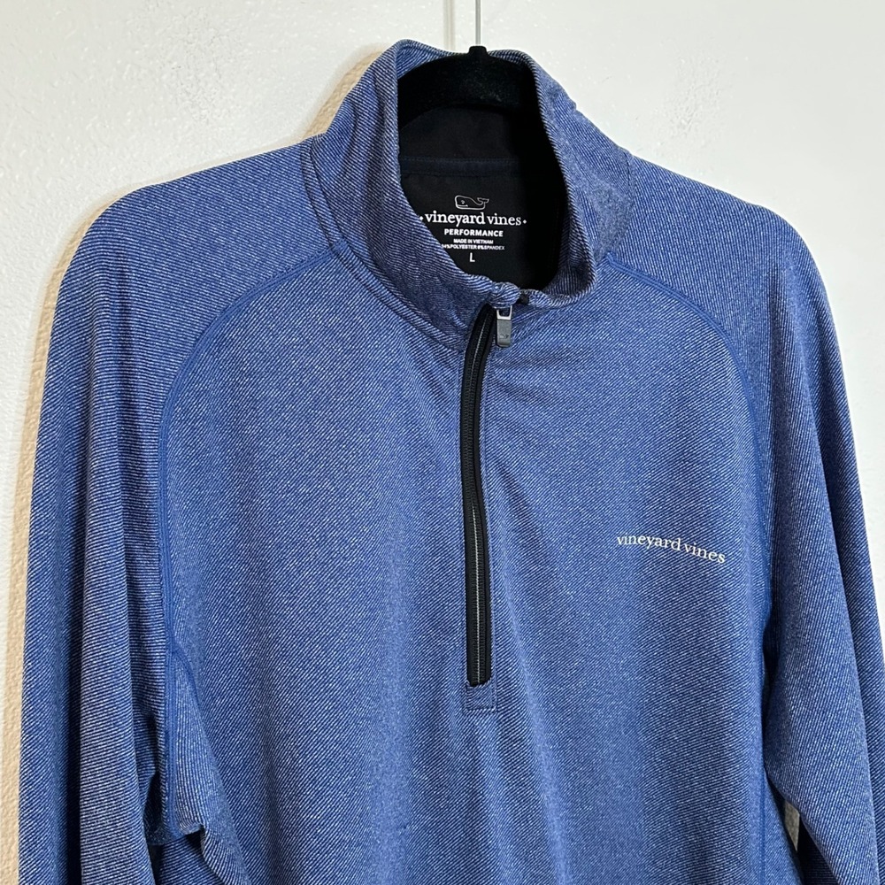 Vineyard Vines Performance 1/2 Zip Pullover Size L Blue Long Sleeve‎ Golf Travel - Picture 4 of 8